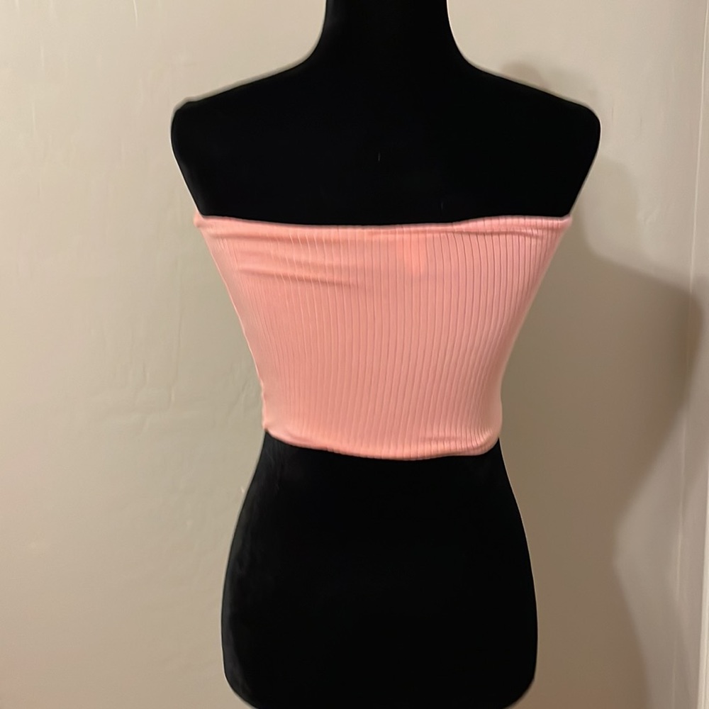 Peach Ribbed Bandeau - Picture 3 of 4